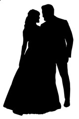 bride and groom silhouette vector illustration