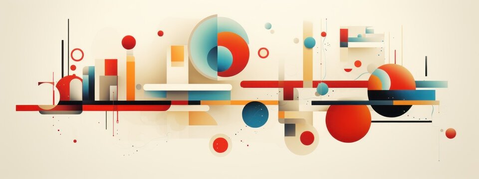retro abstraction in red orange tones, picture with circles