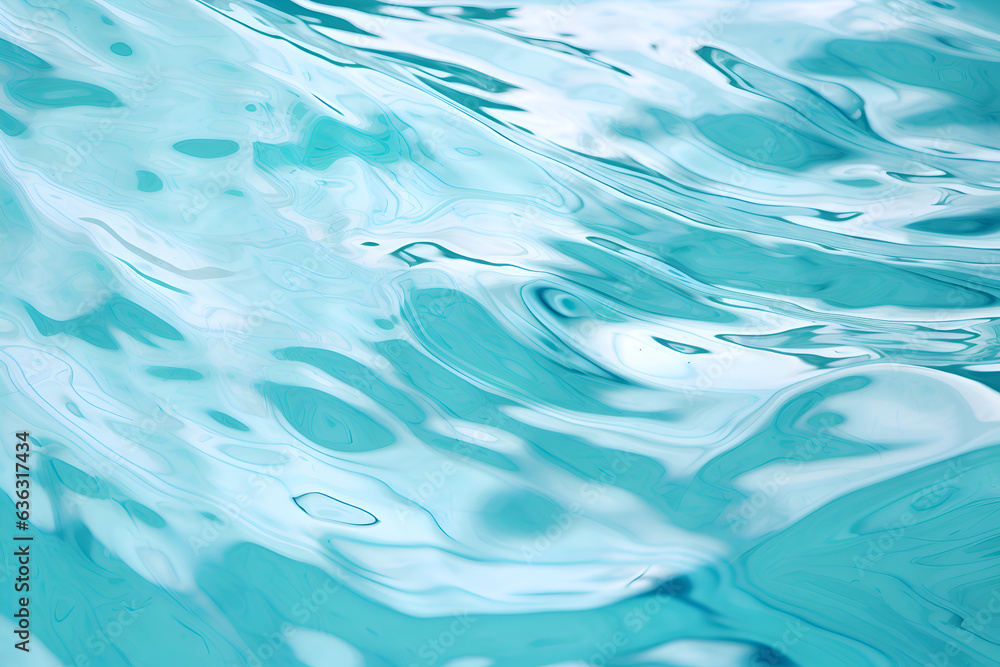 Poster high detailed close-up of blue water in the pool. side view. copy space.bokeh light ripple backgroun