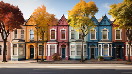 Generative ai illustration of row of victorian houses