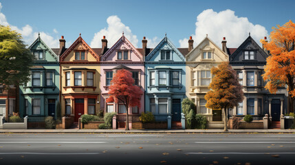 Fototapeta na wymiar Generative ai illustration of row of victorian houses