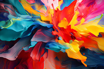 colorful abstract paint spill effect - obrazy, fototapety, plakaty
