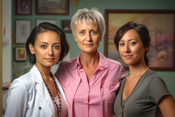 Group of 3 Women: Mother and 2 Adult Daughters. Women are successful in career.