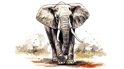 Big elephant drawing vector