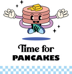 Time For Pancakes retro cartoon illustration