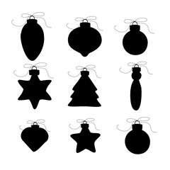 Hand drawn Christmas tree toy silhouette