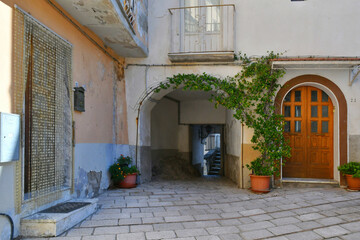 A characteristic street of Civitanova del Sannio, a medieval village in the Molise region, Italy.