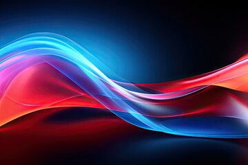 Blue and red abstract wave. Magic line design. Flow curve motion element. Neon gradient wavy illiustration