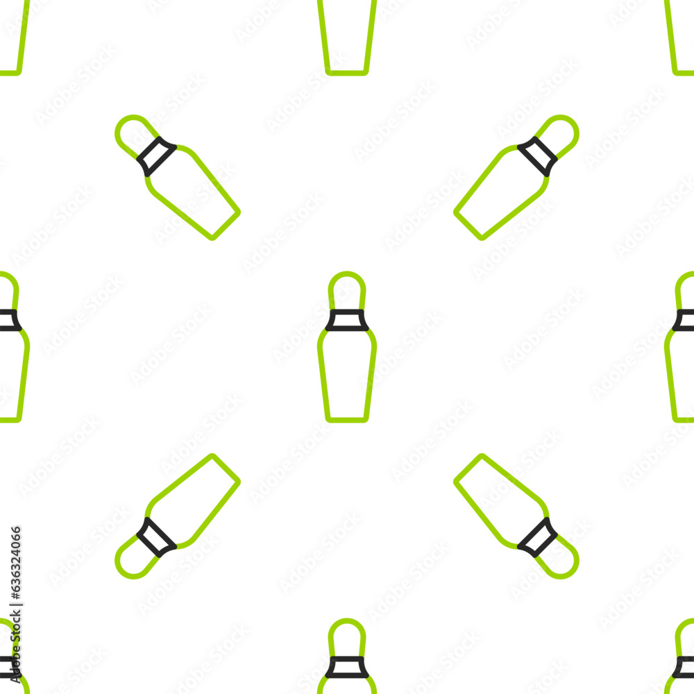 Poster line bowling pin icon isolated seamless pattern on white background. vector
