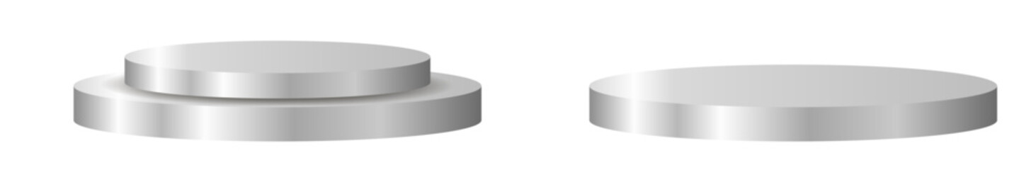 Shining Elegance: Set of Vector Silver Podiums. Gleaming Golden Pedestals Showcased on Isolated Background. Versatile Podiums Ideal for Advertising, Product Showcasing, and Visual Projects.