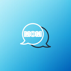 Line Speech bubble mom icon isolated on blue background. Happy mothers day. Colorful outline concept. Vector