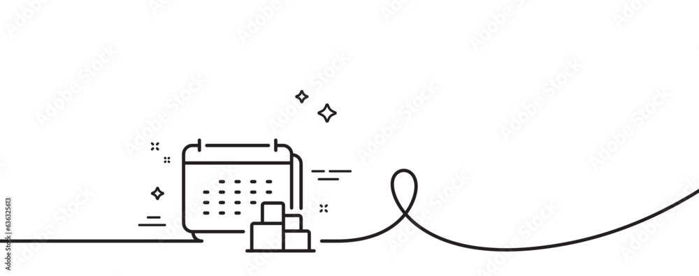 Poster delivery schedule line icon. continuous one line with curl. logistics calendar sign. cargo reminder 