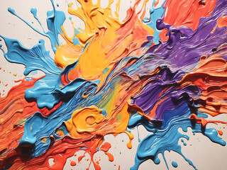 Abstract paint and ink in a rainbow of colors splash, abstract background.