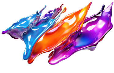 Vibrant and Glossy Liquid Drops: Exploring Colorful Paint Creations, isolated on transparent background