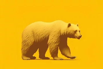 Foto op Canvas bear on a yellow background made by midjeorney © 수영 김
