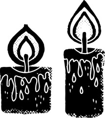 Candles. Graphic texture elements. Vector set, collection.