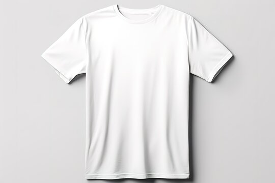 and back views of white t-shirt on isolated on white background regular style. Blank t shirt for your logo.