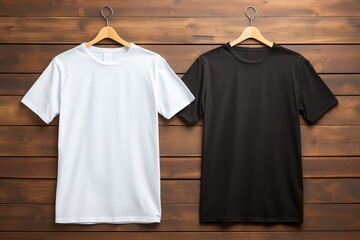 back and side views of white t shirt on isolated on white background slim fit style - obrazy, fototapety, plakaty