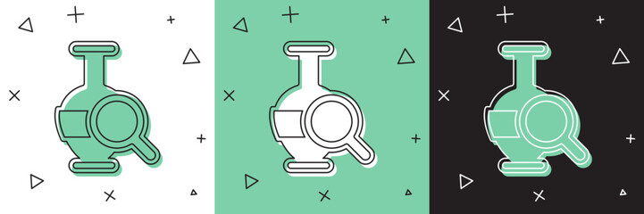 Set Ancient amphorae icon isolated on white and green, black background. Vector