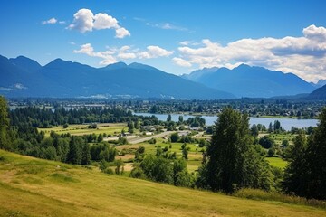 Summer view of Fraser Valley near Abbotsford, BC. Generative AI