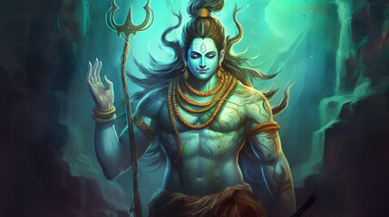 Fototapeta na wymiar Ancient Hindu God Shiva