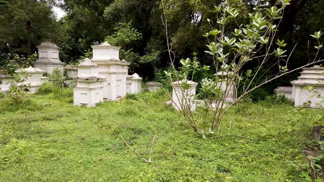  A Burial ground named Garrison cemetery dedicated to the British soldiers and their families who laid down their lives during war with Tipu sultan in Srirangapatna, Karnataka, India.
