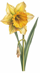 watercolor illustration of a yellow lily. Generative AI