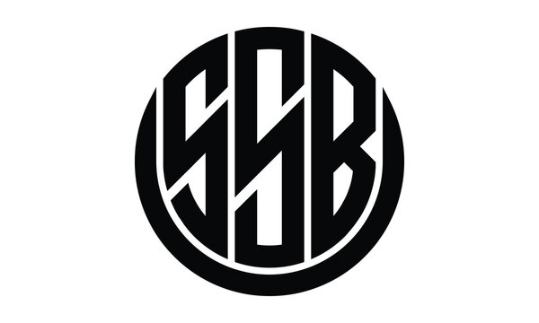 SSB shield in circle logo design vector template. lettermrk, wordmark, monogram symbol on white background.
