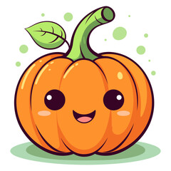 Cute pumpkin, Pumpkins and leaves, vector illustration.
