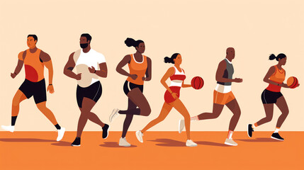 sports lifestyle girls and guys go in for sports. generative ai