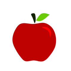 vector red apple with green leaves. apple fruit icon
