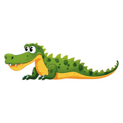 Fototapeta premium Cartoon crocodile isolated on white background, vector illustration.