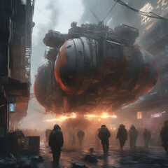 steam locomotive in the night futuristic