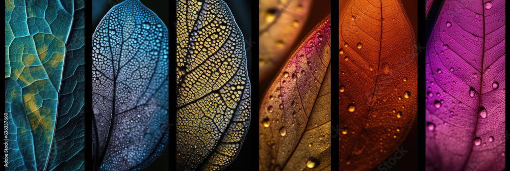 Wall mural macro close-ups of colorful leaves as header background