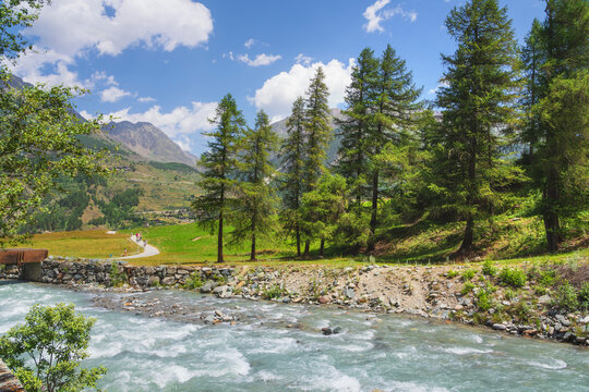 Landscape in Prati di Sant'Orso. Cogne, Aosta Valley
