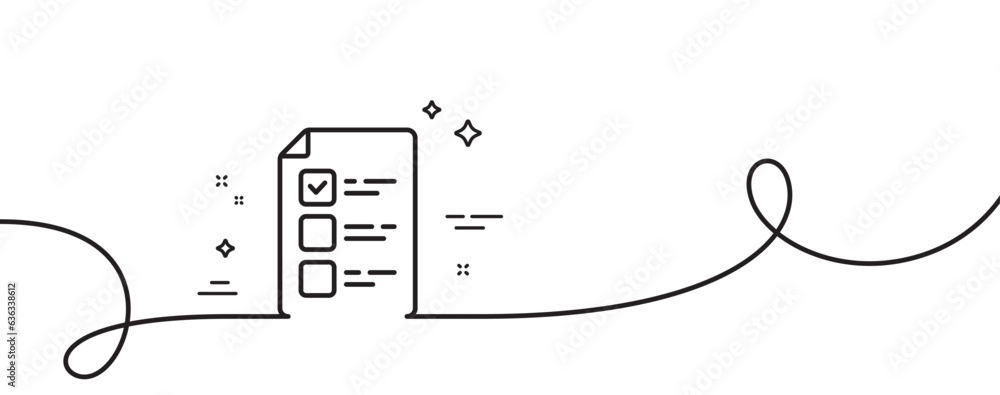 Poster voting ballot paper line icon. continuous one line with curl. vote checklist sign. public election s