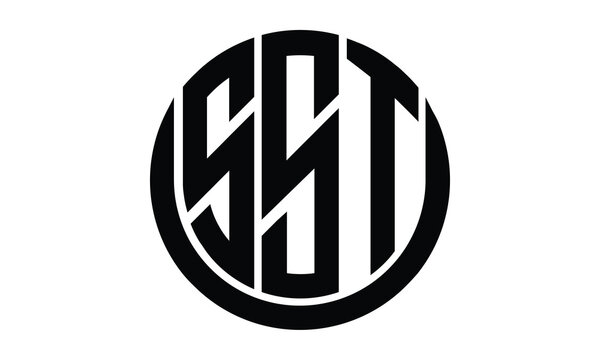 SST shield in circle logo design vector template. lettermrk, wordmark, monogram symbol on white background.