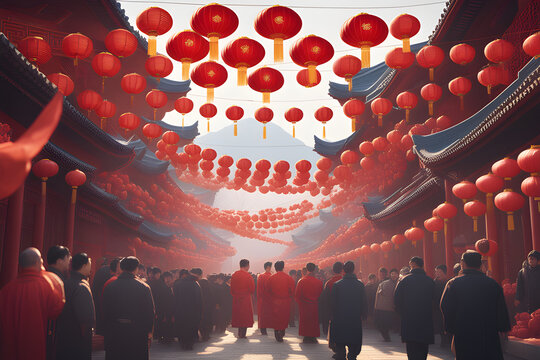 Dragon firecrackers chinese new year festival generative ai
