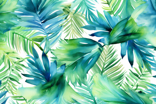 design jungle tropical pattern fashion summer trendy background palm leaf seamless. Generative AI.