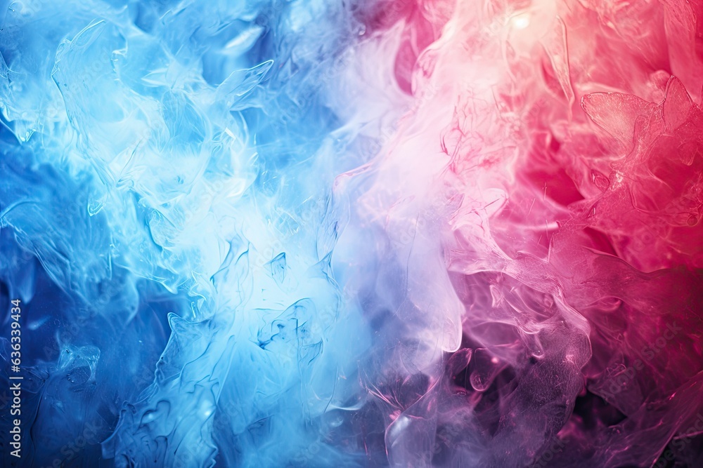 Poster blue ice in abstract sky. a contrasting texture of cool blue with red fire in a nebula-like backgrou