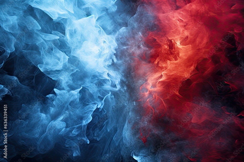 Poster blue ice and red fire clash in stunning abstract background texture resembling outer space and nebul