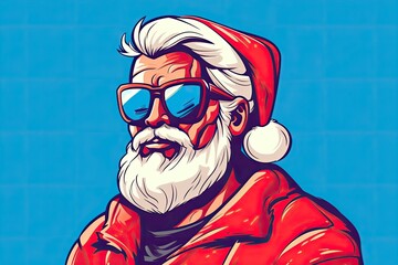 cool santa claus with sunglasses illustration