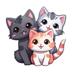 Fototapeta premium Cute Happy Baby Cats Clipart isolated on Transparency Background