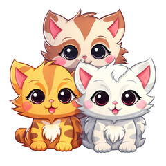 Cute Happy Baby Cats Clipart isolated on Transparency Background