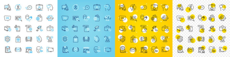 Vector icons set of Food market, Quote bubble and Vip security line icons pack for web with Selfie stick, Fast delivery, Throw hats outline icon. Friend, Ranking, Search analysis pictogram. Vector