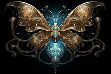 A mystical emblem representing metamorphosis and enigma. Generative AI