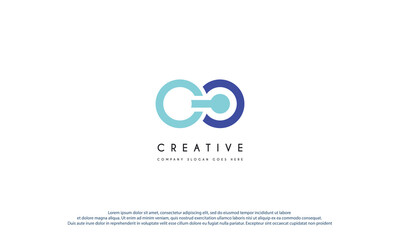 Abstract Initial Letter C and O Linked Logo. Blue Gradient Circular Rounded Infinity Style with Connected Dots. Usable for Business and Technology Logos. Flat Vector Logo Design Template Element.