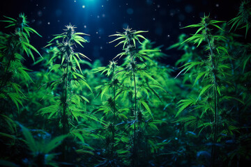 Fototapeta na wymiar magical cannabis bushes, smoky state generative ai