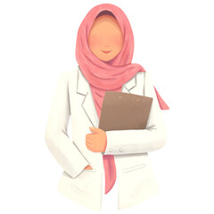 Muslim woman doctor faceless illustration
