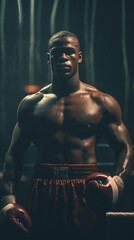 Fototapeta na wymiar Pursuit of Excellence: African American Boxer's Journey, Generative AI